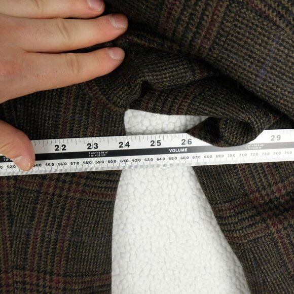 Vintage Blazer Mens 46R Brown Red Glen Check Alpaca Wool Two Button Business - Picture 8 of 15
